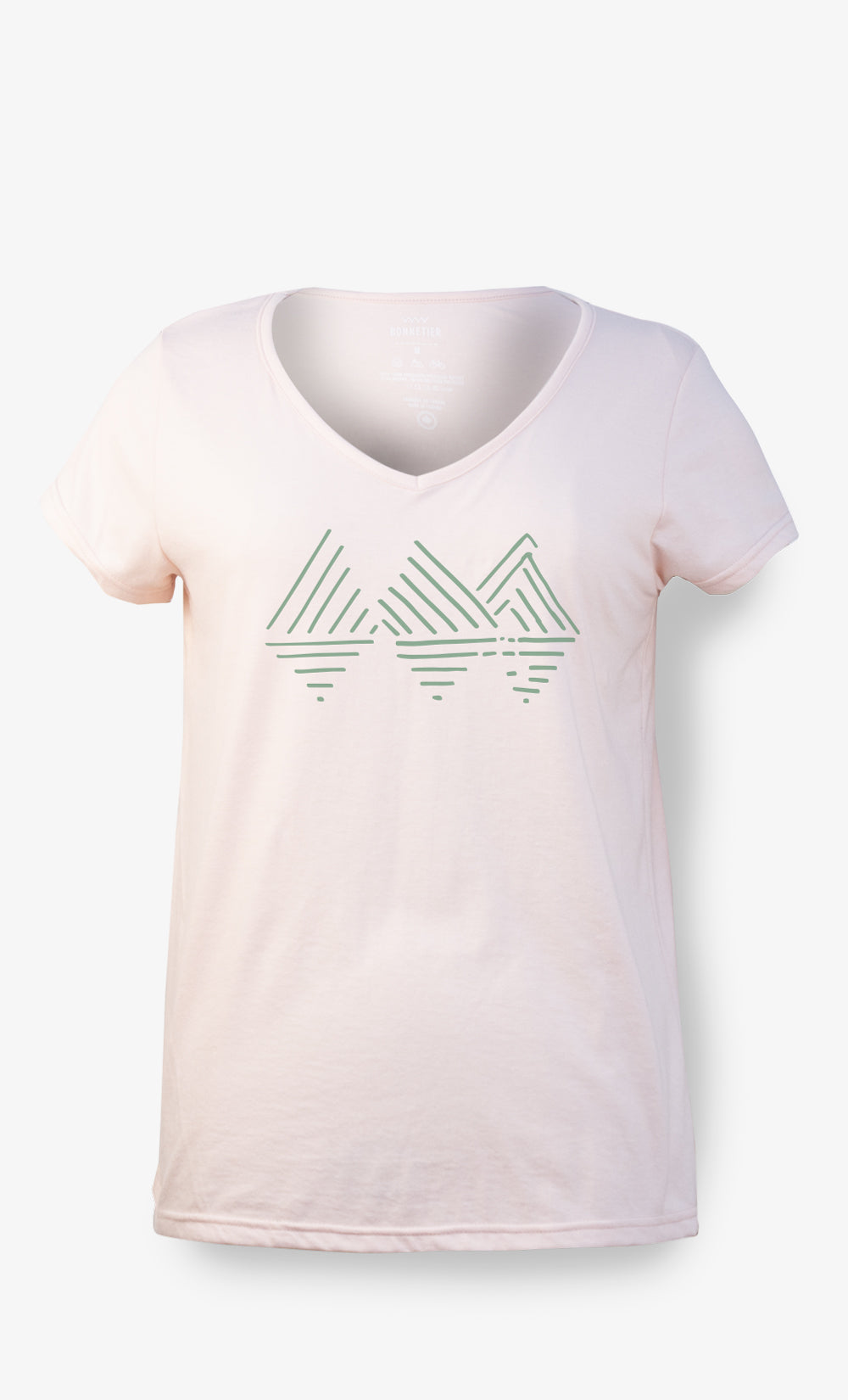 T-shirt col V femme rose pâle imprimé Reflexion Hill