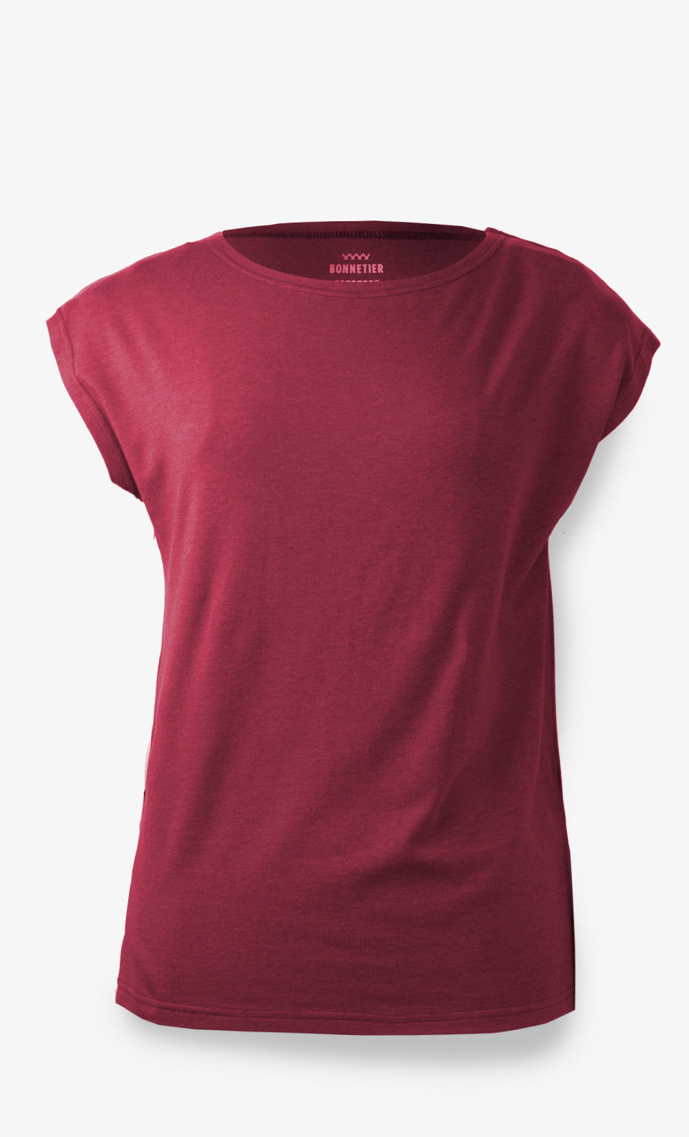 T-shirt rouge pour femme BONNETIER, coupe féminine en coton biologique certifié.