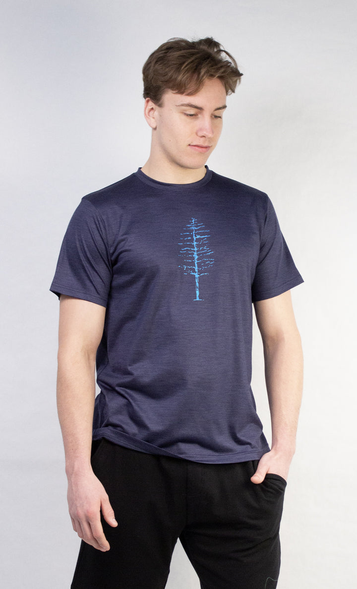 T-Shirt Mérinos Homme Bleu Nuit Ultra Léger - Shacky Tree